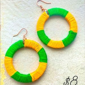 Handmade Jamaican dangle hoop earrings